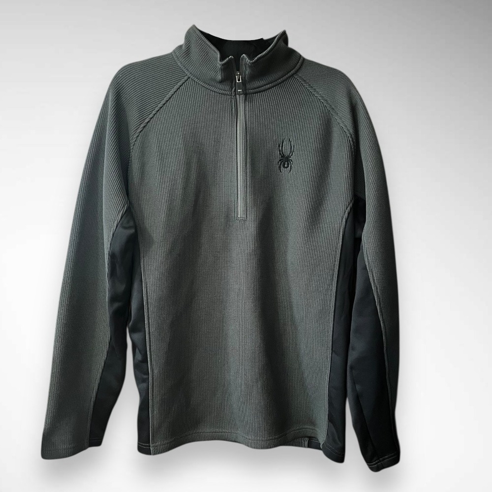SPYDER Gray and Black Half-Zip Outbound Mid-Weight Sweater W/ Logo XL‎ | EUC